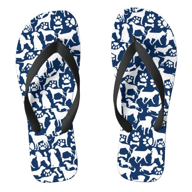Tongs Chiens et pattes motif 02.b DBlue BG (Semelle)