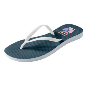 Tongs Chouette de nuit, belle rose violet Abstrait Pop A