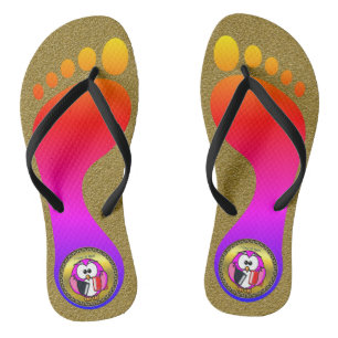 Tongs Chouette rose et blanche tenant des livres scolair