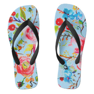Tongs Ciel bleu rose et cerise