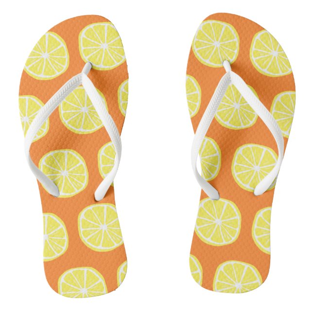 Tongs Citron Citrus Eté Fruit Tropique Jaune Orange (Semelle)
