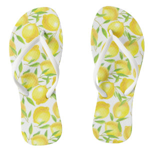 Tongs Citrons et motif feuille