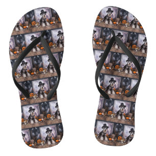 Tongs Citrouilles de Schnauzer miniature Halloween