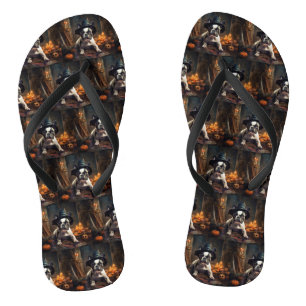 Tongs Citrouilles d'Halloween effrayantes de Bouledogue 