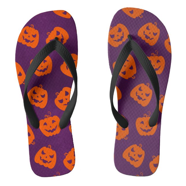 Tongs Citrouilles d'Halloween sur Motif Arrière - plan v (Semelle)