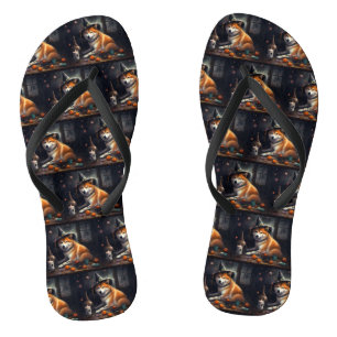 Tongs Citrouilles Shiba Inu Halloween Épouvantables