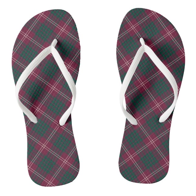 Tongs Clan Crawford Tartan noir rouge et vert plaid (Semelle)