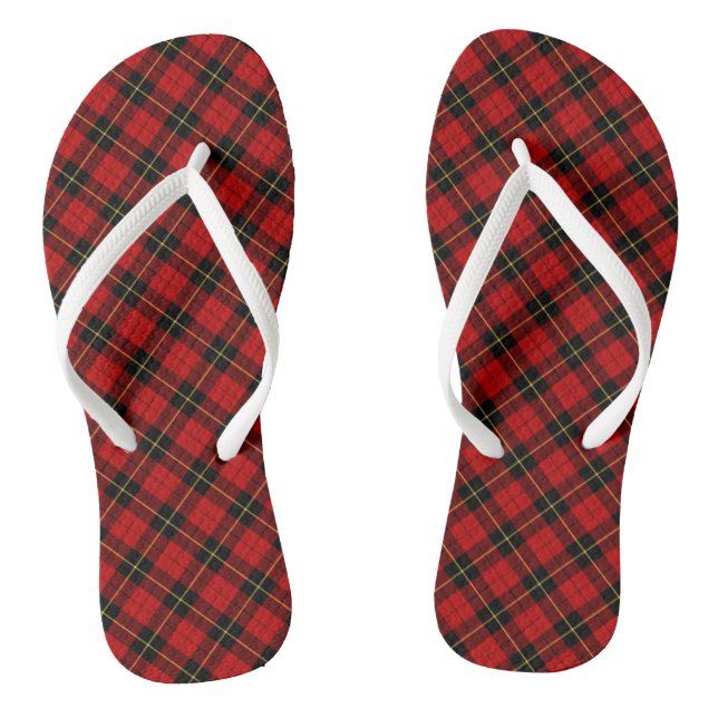 Tongs Clan Wallace Tartan écossais rouge et noir plaid (Semelle)