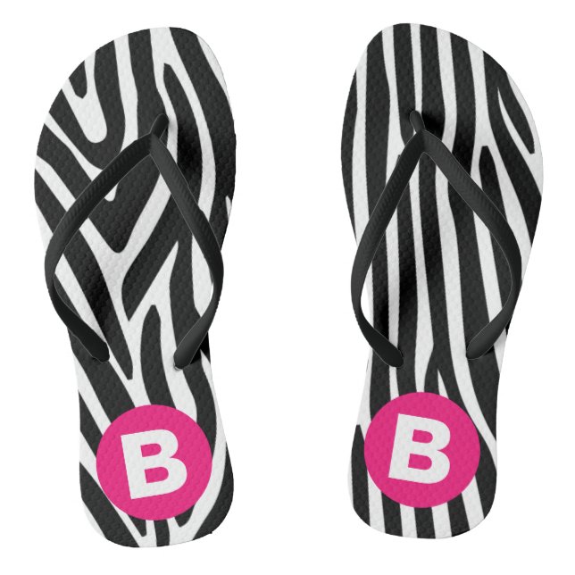 Tongs Classic Zebra Stripes Bright Pink Monogram (Semelle)