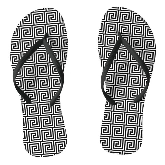 Tongs Clé grecque, noir et blanc (Semelle)