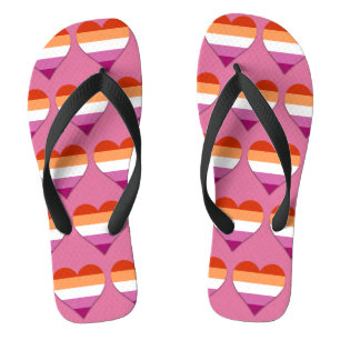 Tongs Coeur de fierté lesbienne rose motif
