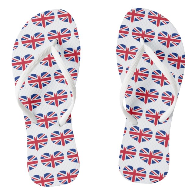 Tongs Coeur en forme Royaume-Uni Drapeau / Union Jack (Semelle)