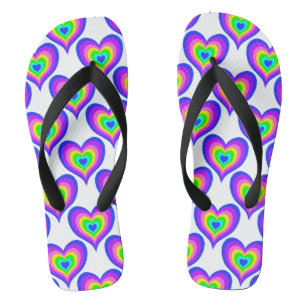 Tongs Coeurs arc-en-ciel colorés Fierté Amour Flip Flops
