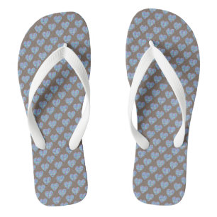 Tongs Coeurs bleus sur chocolat foncé brun