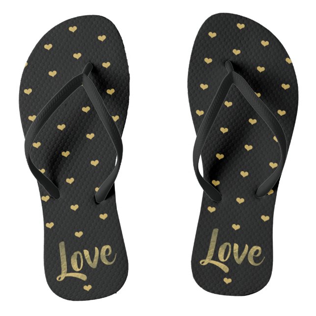 Tongs Coeurs d'amour Black & Gold (Semelle)