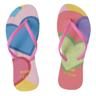 Tongs Coeurs multicolores Couché Bride Mariage Flip Flop
