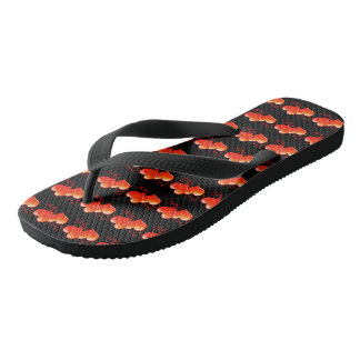 Tongs Coeurs orange rouge joli symbole motif de l'amour