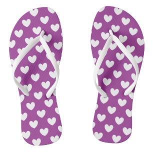 Tongs Coeurs polka blanc sur Cactus violet Fleur violet