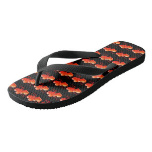 Tongs Coeurs rouges oranges symbole motif de l'amour