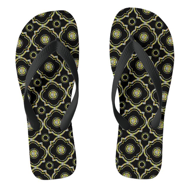 Tongs Coloré Floral Quatrefoil Motif géométrique (Semelle)