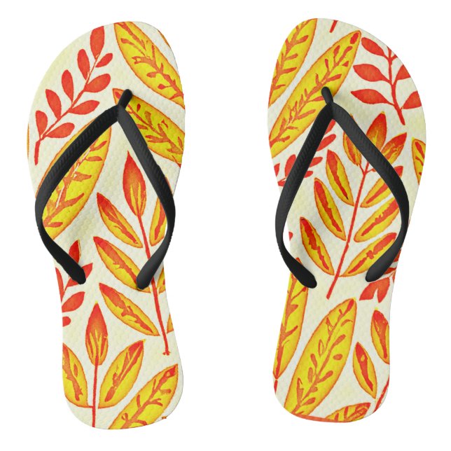 Tongs Coloré Vibrant Foliage Mosaïque Feuille Motif (Semelle)