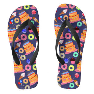 Tongs Conception Motif de pâtisserie de gâteaux d'annive