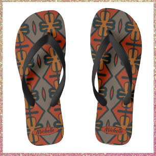 Tongs Conception Tribale Orange et Or Cool