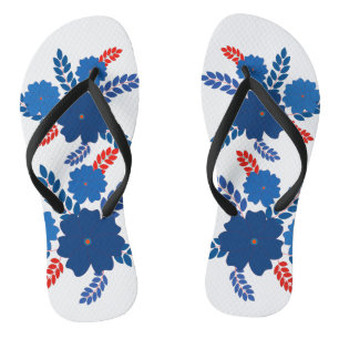 Tongs Conception vectorielle de fleurs bleues simples