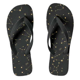 Tongs Constellations du zodiaque noir et or