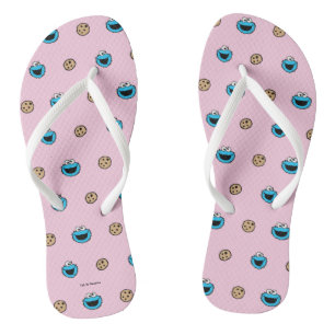Tongs Cookie Monster et Cookies Motif rose