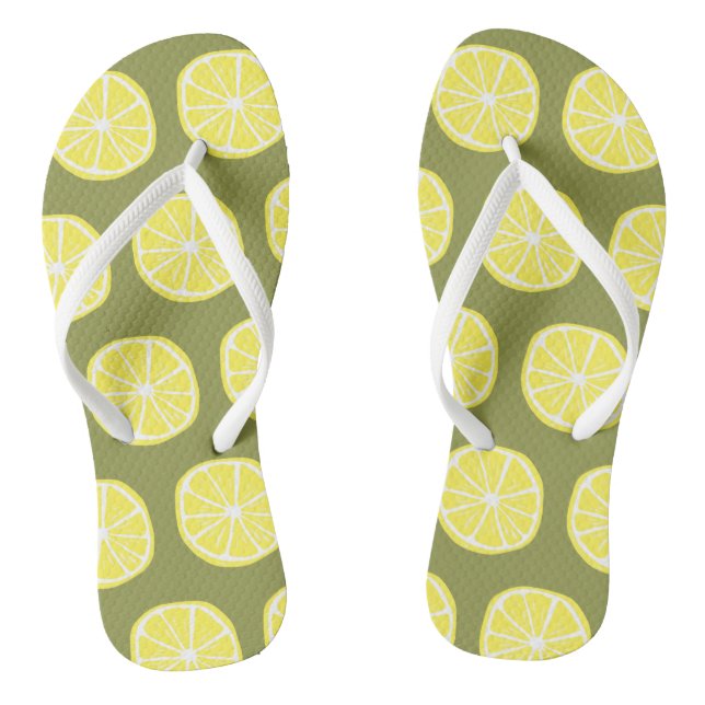 Tongs Cool Lumineuse tranche de citron jaune Motif sur v (Semelle)