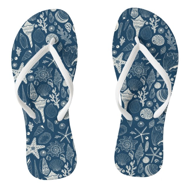 Tongs Coques de mer sur bleu foncé (Semelle)