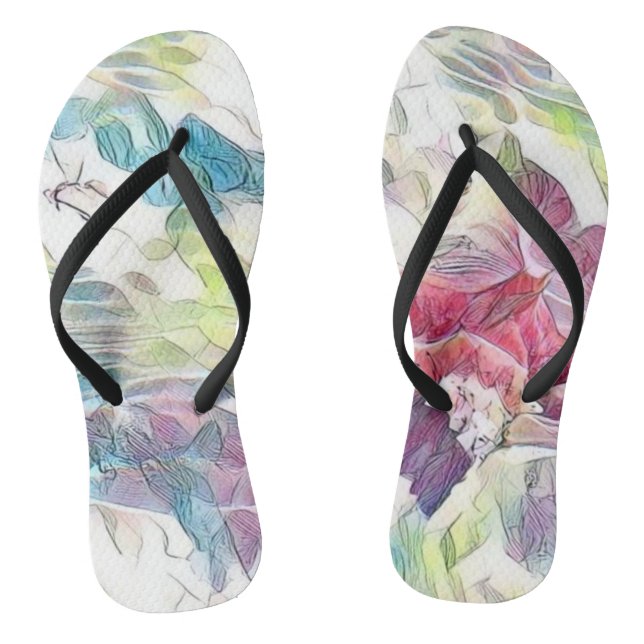 Tongs Coquillage rose dans la peinture d'aquarelle de me (Semelle)