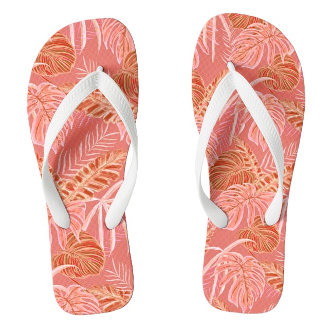 Tongs Corail Feuille tropical rose (Semelle)
