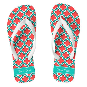Tongs Coral Rouge, Marocain Turquoise #5DS Nom Turquoise