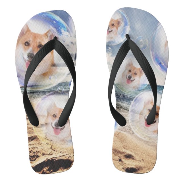 Tongs Corgis de sourire de plage (Semelle)