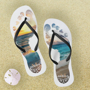 Tongs Coucher de soleil sur la plage de Monogramme