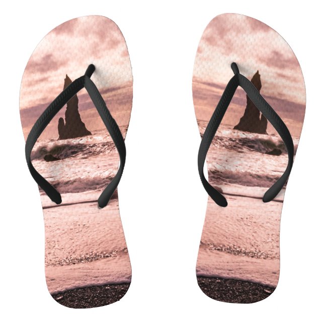 Tongs Coucher de soleil sur la plage de sable noir de Re (Semelle)