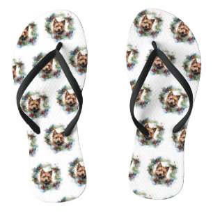 Tongs Coupe de la fête de la couronne de Noël Terrier au