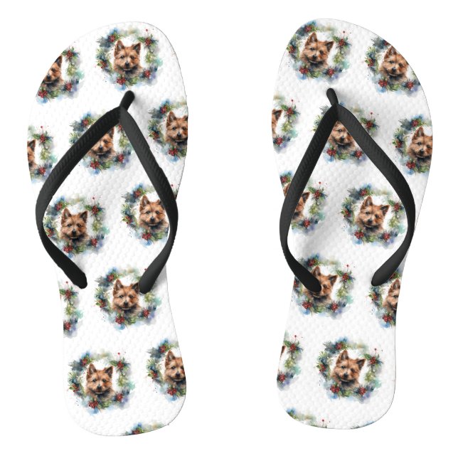 Tongs Coupe de la fête de la couronne de Noël Terrier au (Semelle)