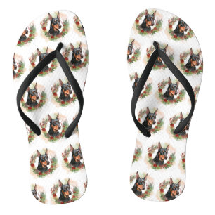 Tongs Coupe festive Doberman Christmas Wreath