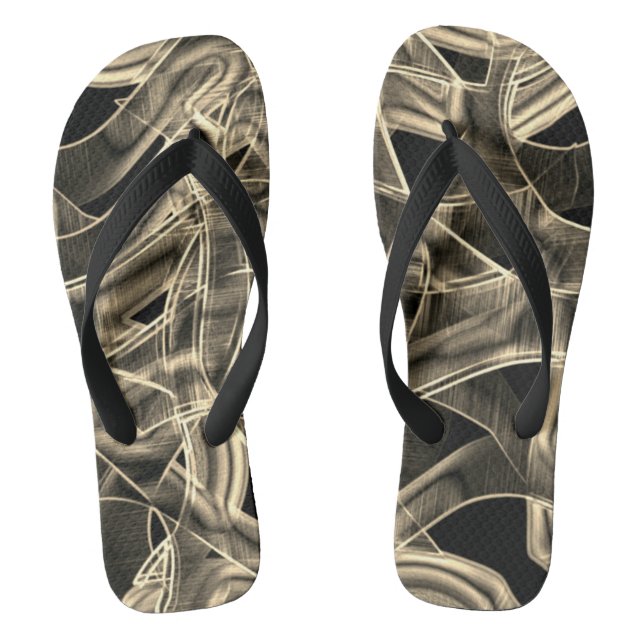 Tongs Courbes à ruban, lignes kaki ou beige en relief (Semelle)