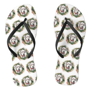 Tongs Couronne de Noël dalmate Chien de fête