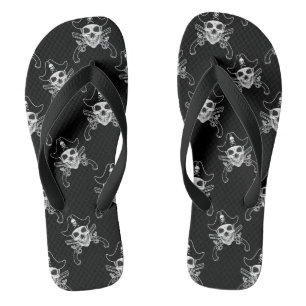 Tongs Crâne pirate, larges sangles, femmes 8/9 - Mens 7/