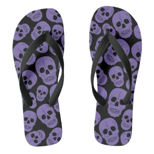 Tongs Crânes pourpres sur Noir