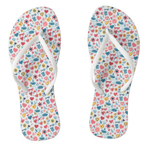 Tongs Crayon Pastel Coeur & Fleurs