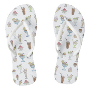 Tongs Crème glacée Sundae Desserts Motif Blanc