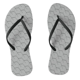 Tongs Cube Géométrie Ligne Motif Noir Simple