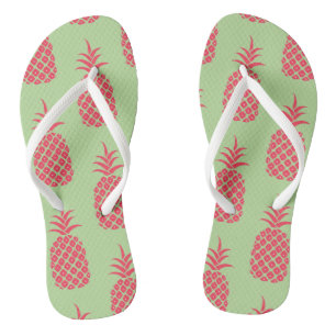 Tongs Cute ananas Motif de fruits tropicaux Coral vert