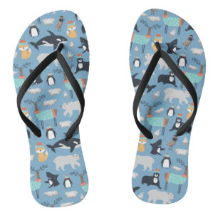 Tongs Cute Arctic Animaux Motif sans couture